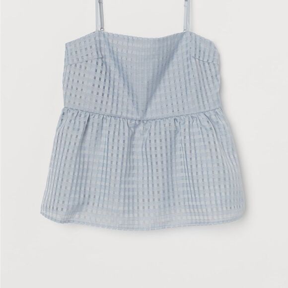 H&M Slate Blue Flared Peplum Style Tank Top Size Large EUC - Picture 1 of 8